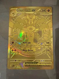 Pokemon M Mega Lucario EX Gold Ultra Secret Rare Holo Card - Image 1