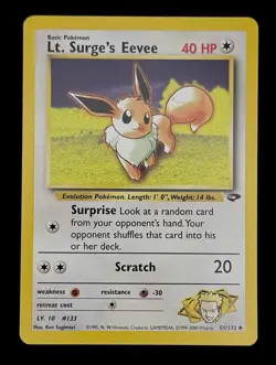 Pokemon TCG Lt. Surge's Eevee 51/132 Gym Challenge Regular Uncommon Card - Image 1