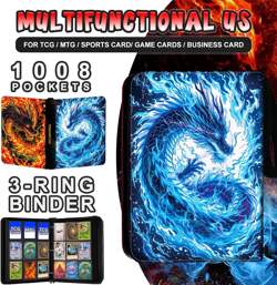 1008 Card Binder 9 Pocket Trading Card Binder with 56 Page 3-Ring Removable Slee - Image 3