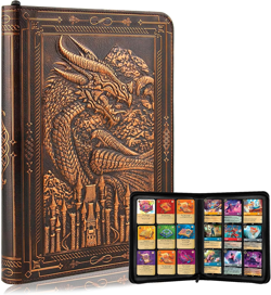 9 Pocket Trading Card Binder 360 Side Loading Pockets Albums with Zipper 3D PU L - Image 1