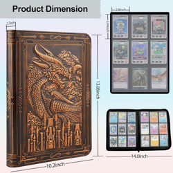 9 Pocket Trading Card Binder 360 Side Loading Pockets Albums with Zipper 3D PU L - Image 2