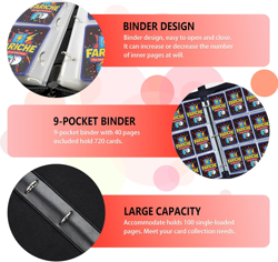 Trading Card Binder for TCG Cards, 9-Pocket Portable Card Collector Ablum Holder - Image 3