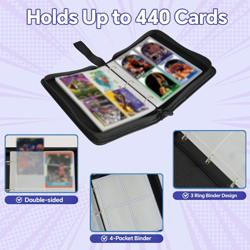 4-Pocket Card Binder - 440-Pocket Trading Card Binder with 55 Removable Double-S - Image 2