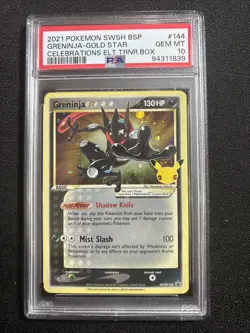 Pokemon PSA 10 Greninja Gold Star Celebrations ETB Promo SWSH144 Card - Image 1