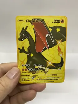 Charizard V Gold Metal Pokemon Card-Collectible Gift Display！Christmas PRETTY - Image 4