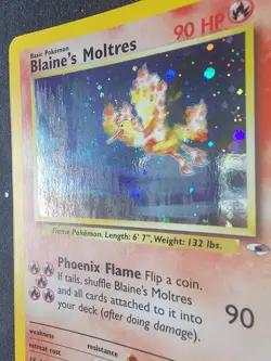 Blaine's Moltres LP SWIRL Unlimited Gym Heroes 1/132 pokemon TCG Holo - Image 2