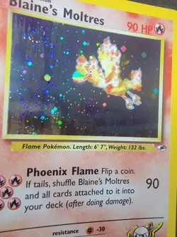 Blaine's Moltres LP SWIRL Unlimited Gym Heroes 1/132 pokemon TCG Holo - Image 4