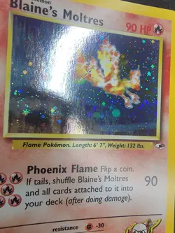Blaine's Moltres LP SWIRL Unlimited Gym Heroes 1/132 pokemon TCG Holo - Image 5