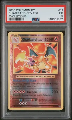 2016 POKEMON XY EVOLUTIONS #11 CHARIZARD-REVERSE FOIL PSA 5 - Image 2