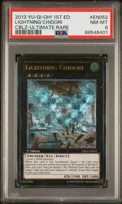PSA 8 2013 YUGIOH CBLZ-EN052 LIGHTNING CHIDORI 1ST ULTIMATE RARE NEAR MINT-MINT - Image 1