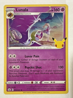 Celebrations - Holo Rare - Lunala 015/025 Pokemon Card NM US (Seller) - Image 1