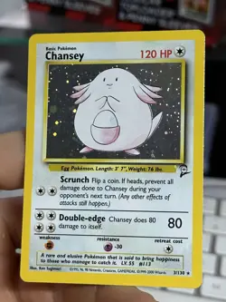 #2 Chansey 3/130 Base Set 2 2000 Holo Rare WOTC Pokemon Card TCG - Image 4