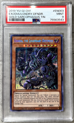 Yugioh Card Exodia, The Legendary Defender Secret Rare PSA 9 Mint, TN19-EN003 - Image 1