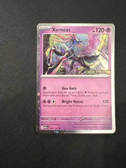 Pokemon Xerneas Card Mega Evolutions Stamp Promo 064/132 - Image 1