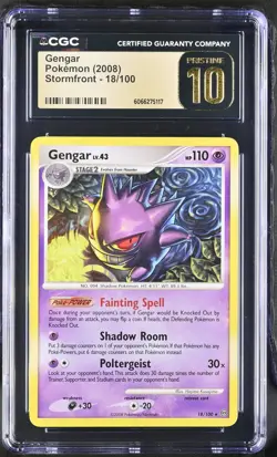 CGC 10 PRISTINE Gengar 2008 Stormfront 18/100 Pokemon Card - Image 1