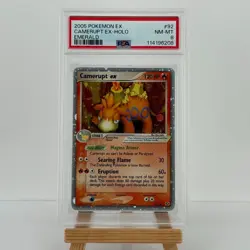 PSA 8 NM MT Pokemon 2005 Camerupt ex 92/106 EX Emerald Holo Card TCG - Image 1