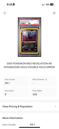 Houndoom #8 Double Holo Error 2001 Pokemon Neo Revelation PSA 1 Swirl Low Pop - Image 4