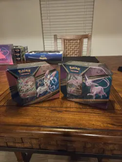 Pokemon TCG V Heroes Tin Set of 2 Espeon Sylveon Factory Sealed - Image 1