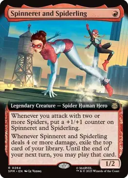 Spinneret and Spiderling (Extended Art) Marvel's Spider-Man Magic MTG - Image 1