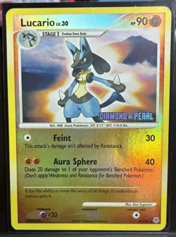Lucario LV.30 6/130 Diamond & Pearl Reverse Holo Stamped Pokemon TCG - LP - Image 3