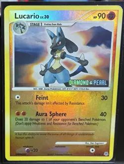 Lucario LV.30 6/130 Diamond & Pearl Reverse Holo Stamped Pokemon TCG - LP - Image 5