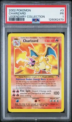 PSA 1 Charizard #3 Non Holo Legendary Collection 2002 Pokemon WoTC PR - Image 1