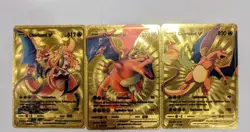 Gold Charizard V Lot of 3 Pokemon Cards - CUSTOM FAN ART Display Collectible - Image 1