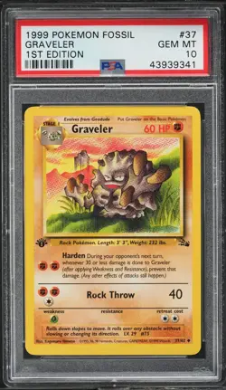 1999 Pokemon Card Fossil Set 1st Edition Graveler #37 PSA 10 English 37/62 - Image 1
