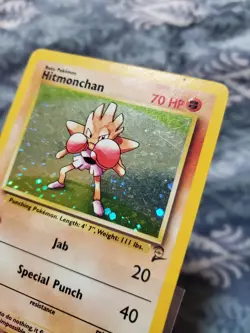 LP HOLO Pokemon TCG Hitmonchan Holo Rare Card 8/130 Base Set 2 - Image 3