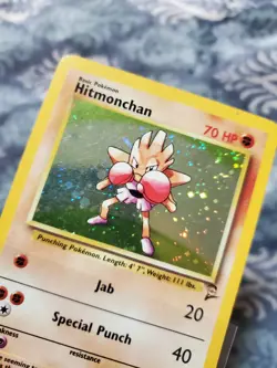 LP HOLO Pokemon TCG Hitmonchan Holo Rare Card 8/130 Base Set 2 - Image 4