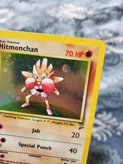 LP HOLO Pokemon TCG Hitmonchan Holo Rare Card 8/130 Base Set 2 - Image 5
