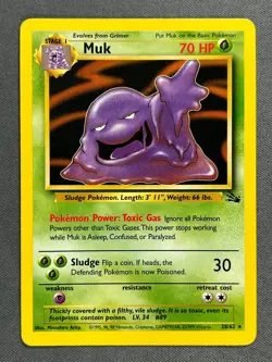Muk 28/62 Base Set Series Fossil RARE Stage 1 Pokemon Card 1999 WOTC NM - Image 1