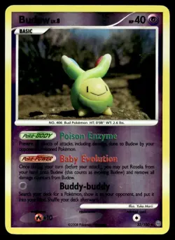 Budew 33/100 Pokemon Card Stormfront Uncommon 40 HP Rev Holo LP I16 - Image 1