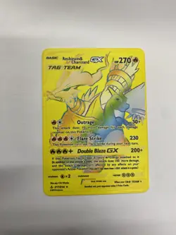 Reshiram&Charizard G Gold Metal Pokemon Card-Collectible Gift Display Christmas - Image 1