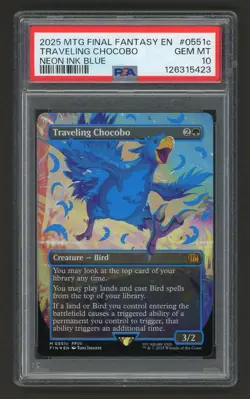 2025 MTG Final Fantasy EN Neon Ink Blue #0551c Traveling Chocobo PSA 10 GEM MINT - Image 1