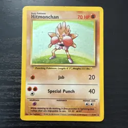 Pokemon TCG Hitmonchan Base Set 7/102 Holo Unlimited Holo Rare HP - Image 1