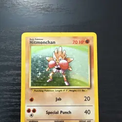 Pokemon TCG Hitmonchan Base Set 7/102 Holo Unlimited Holo Rare HP - Image 3