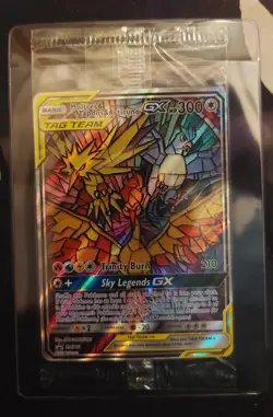 Hidden Fates Moltres Zapdos Articuno GX Tag Team "Stained Glass" SM210 SEALED!!! - Image 1
