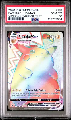 2020 Pokemon Sword & Shield Vivid Voltage #188 Pikachu VMAX FA Secret PSA 10 - Image 1
