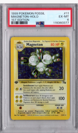Pokemon Magneton Fossil 11/62 1st Edition Holo 1999-2000 Wizards Base Set PSA 6 - Image 1