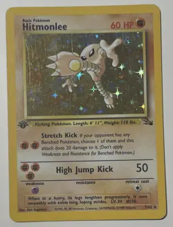 Pokemon TCG Hitmonlee Fossil 7 Holo 1st Edition Holo Rare - Image 1