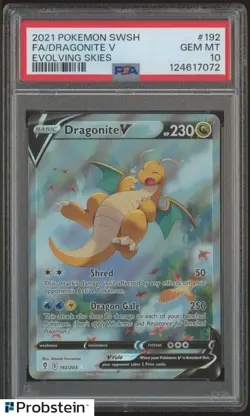 2021 Pokemon SWSH Evolving Skies #192 Dragonite V Fa PSA 10 GEM MINT - Image 1