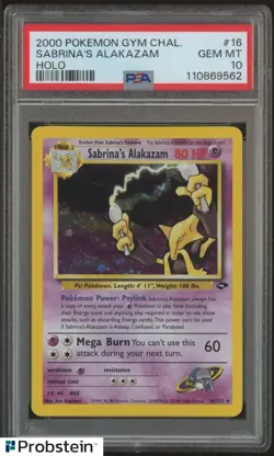 2000 Pokemon Gym Challenge #16 Sabrina's Alakazam Holo PSA 10 GEM MINT - Image 1