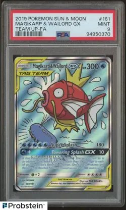 2019 Pokemon S & M Team Up Fa #161 Magikarp & Wailord Gx PSA 9 MINT - Image 1