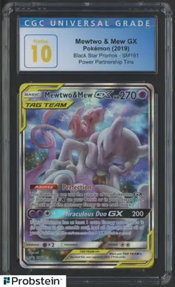 2019 Pokemon SM191 Mewtwo & Mew Gx Black Star Promo Partnershp CGC 10 Pristine - Image 1