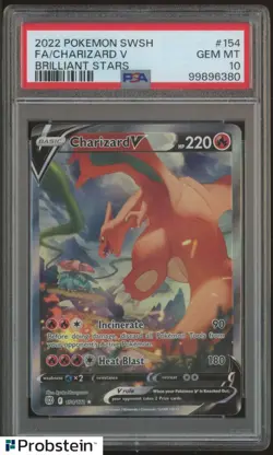 2022 Pokemon SWSH Brilliant Stars #154 Charizard v Fa PSA 10 GEM MINT - Image 1
