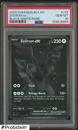 2025POKEMON BLK EN BLACK BOLT BLACK WHITE RARE #172 ZEKROM EX PSA 10 GEM MINT - Image 1