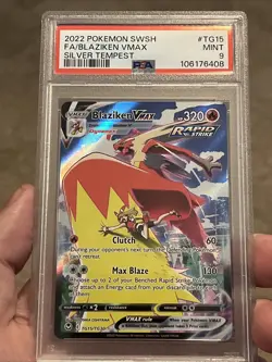 PSA 9 Blaziken VMAX TG15/TG30 Silver Tempest TG Rare Mint Pokemon Card - Image 1