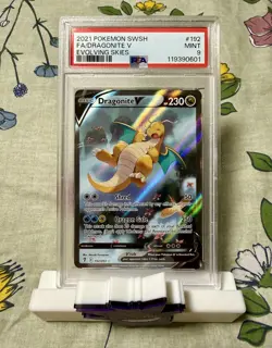 🔥PSA 9 Mint Dragonite V 192/203 Evolving Skies Alt Art Card 2021 Pokemon SWSH - Image 1