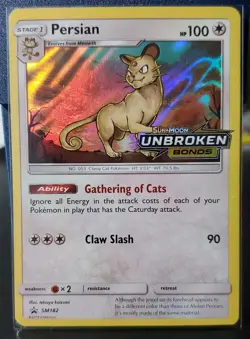 Pokemon TCG - Persian SM182 - Prerelease Unbroken Bonds Black Star Promo - Image 1